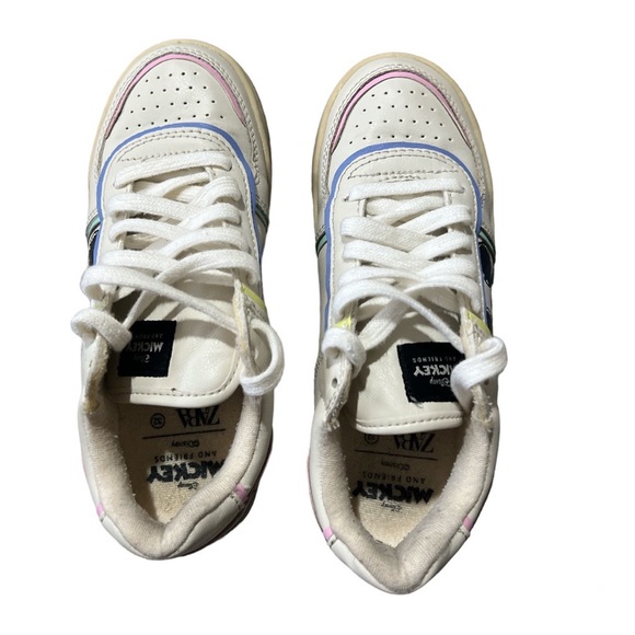 Zara X Disney Mickey Mouse Girls Casual Everyday Lace Up Sneakers EU32 Off White - Picture 3 of 6